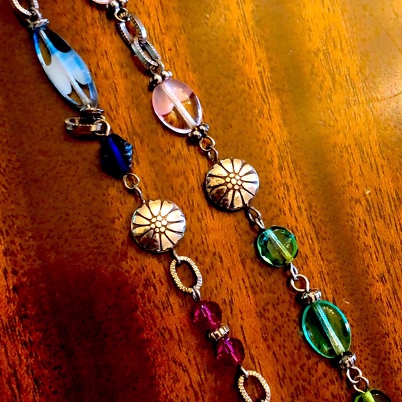 Brighton long silver stations, crystals, natural stone link set - Picture 10 of 16